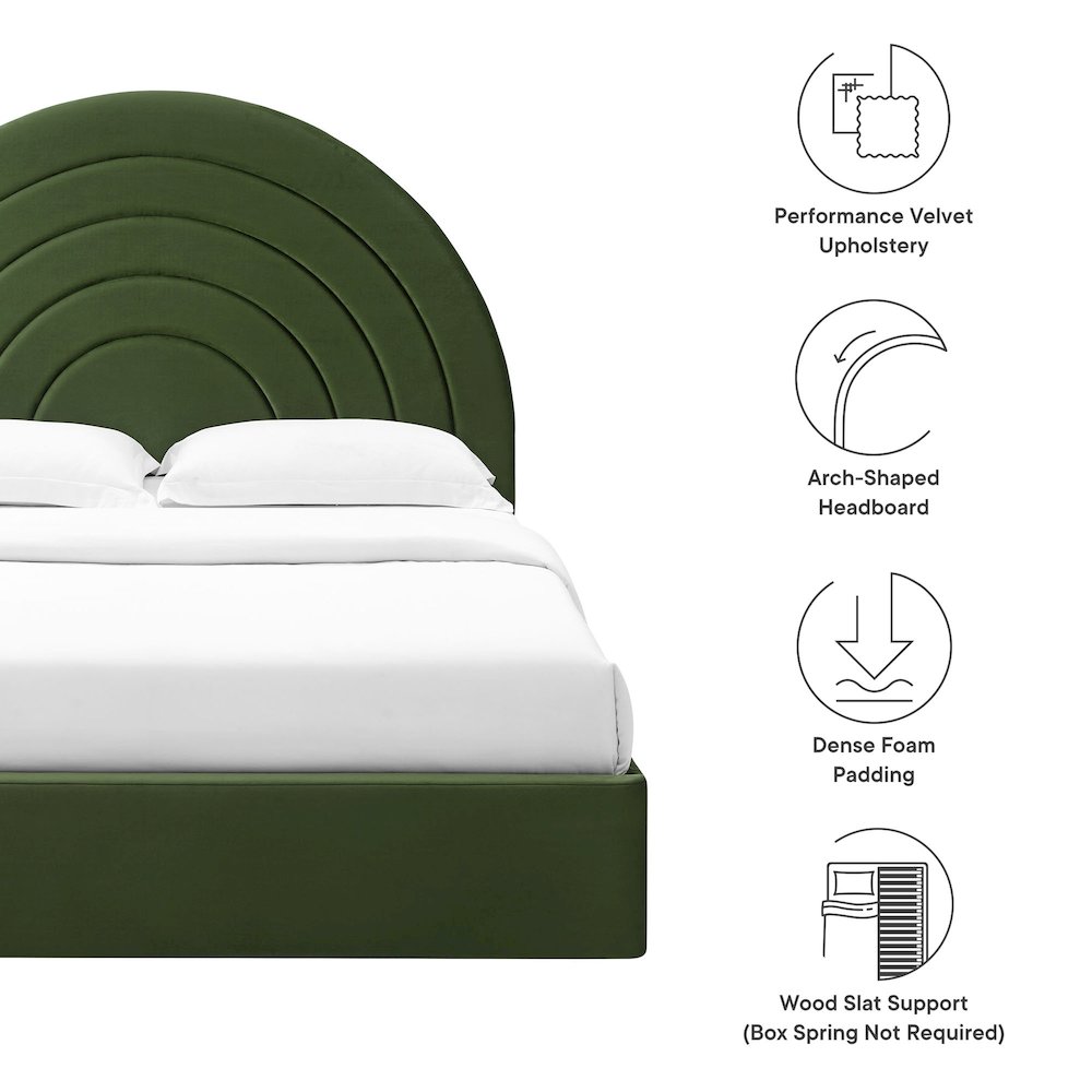 Solana Arched Performance Velvet King Platform Bed. Picture 2