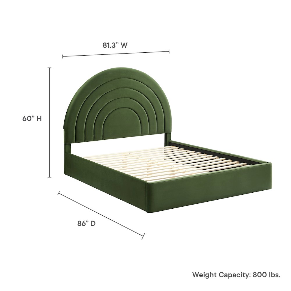 Solana Arched Performance Velvet King Platform Bed. Picture 3