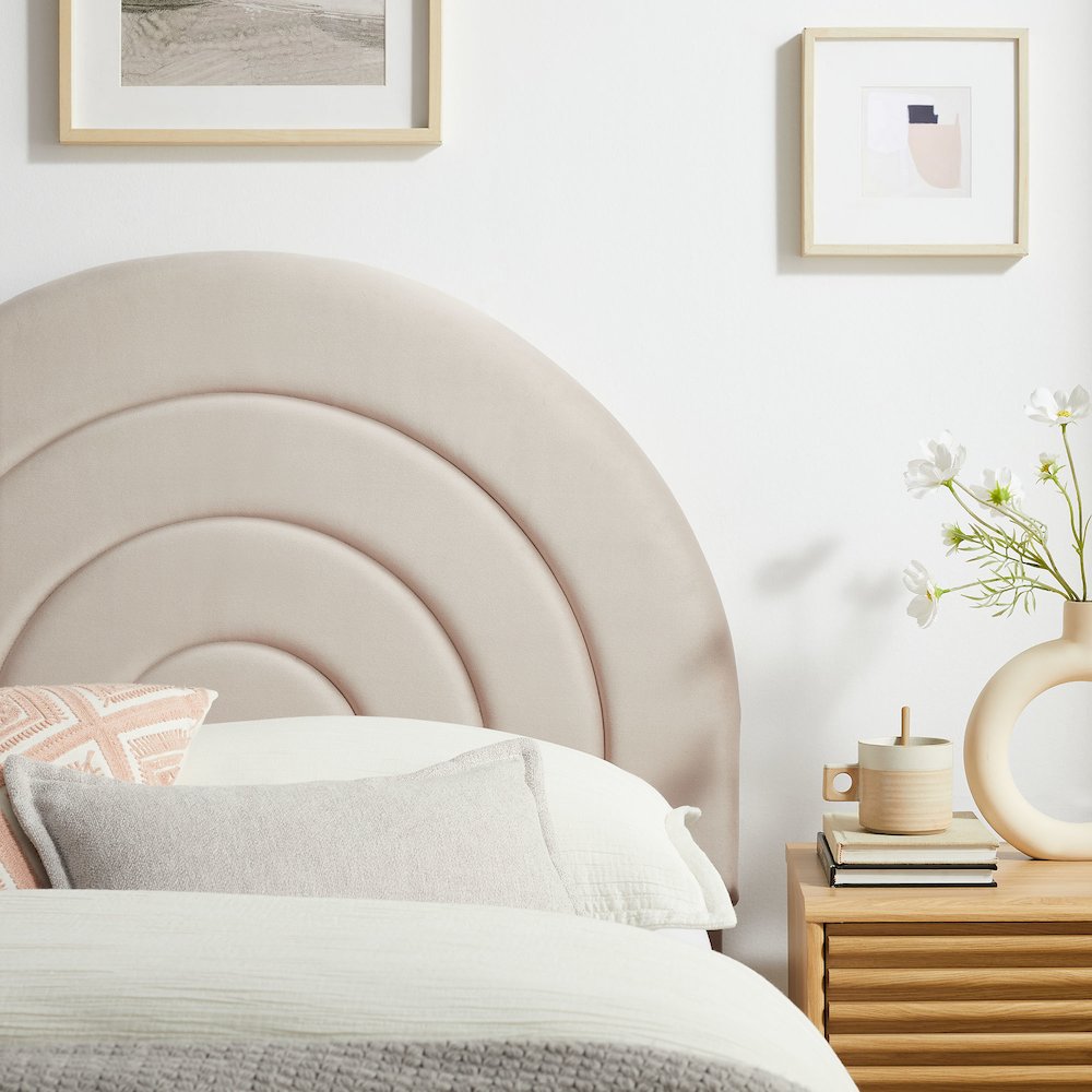 Solana Arched Performance Velvet Twin Headboard. Picture 7
