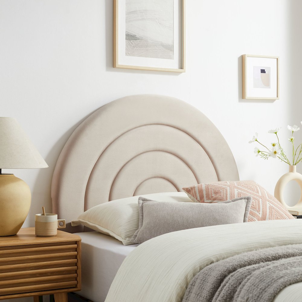 Solana Arched Performance Velvet Twin Headboard. Picture 6
