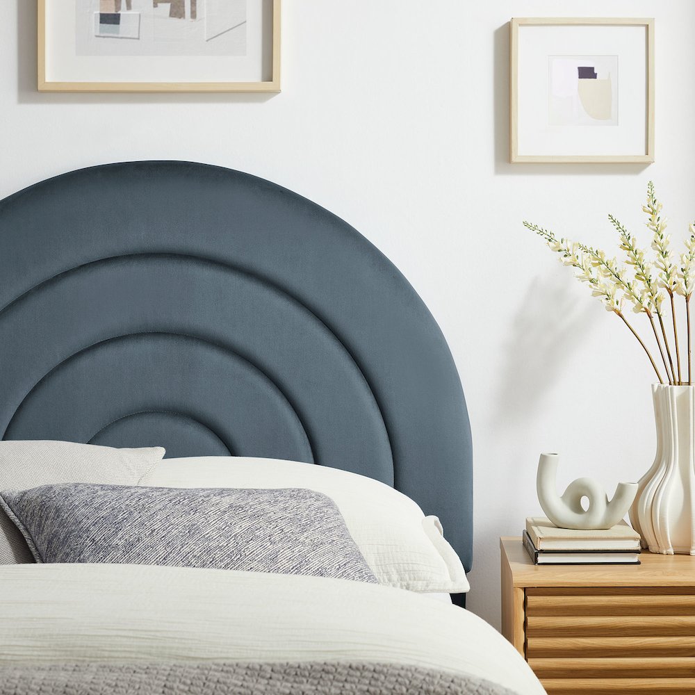 Solana Arched Performance Velvet Twin Headboard. Picture 7