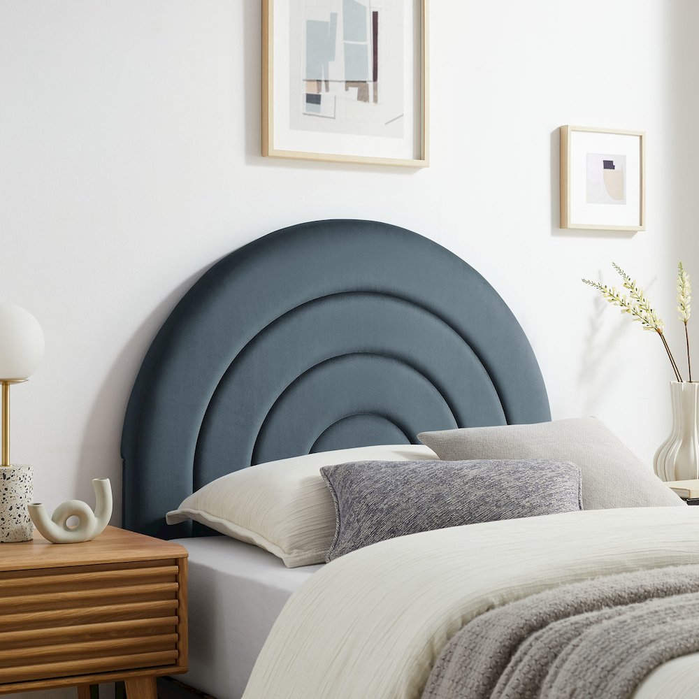 Solana Arched Performance Velvet Twin Headboard. Picture 6