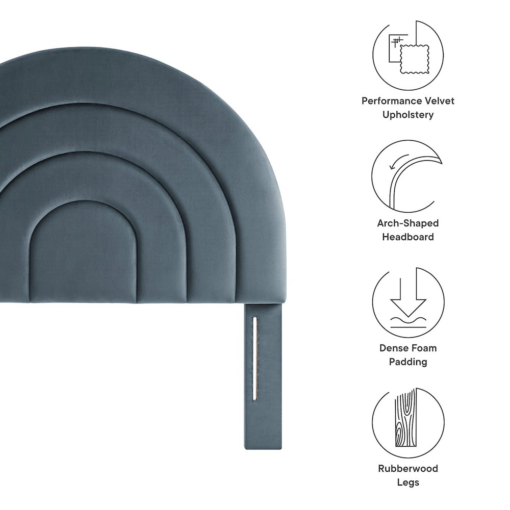 Solana Arched Performance Velvet Twin Headboard. Picture 2