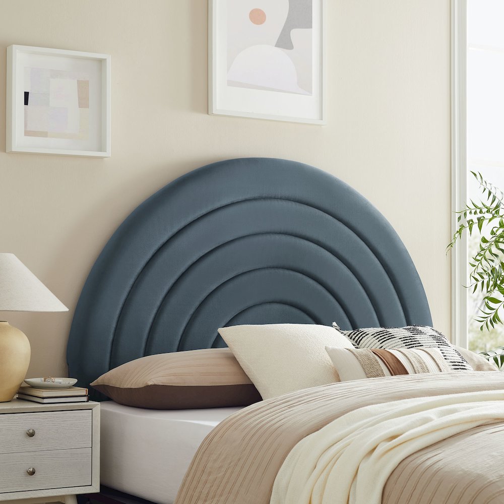 Solana Arched Performance Velvet Full Headboard. Picture 6