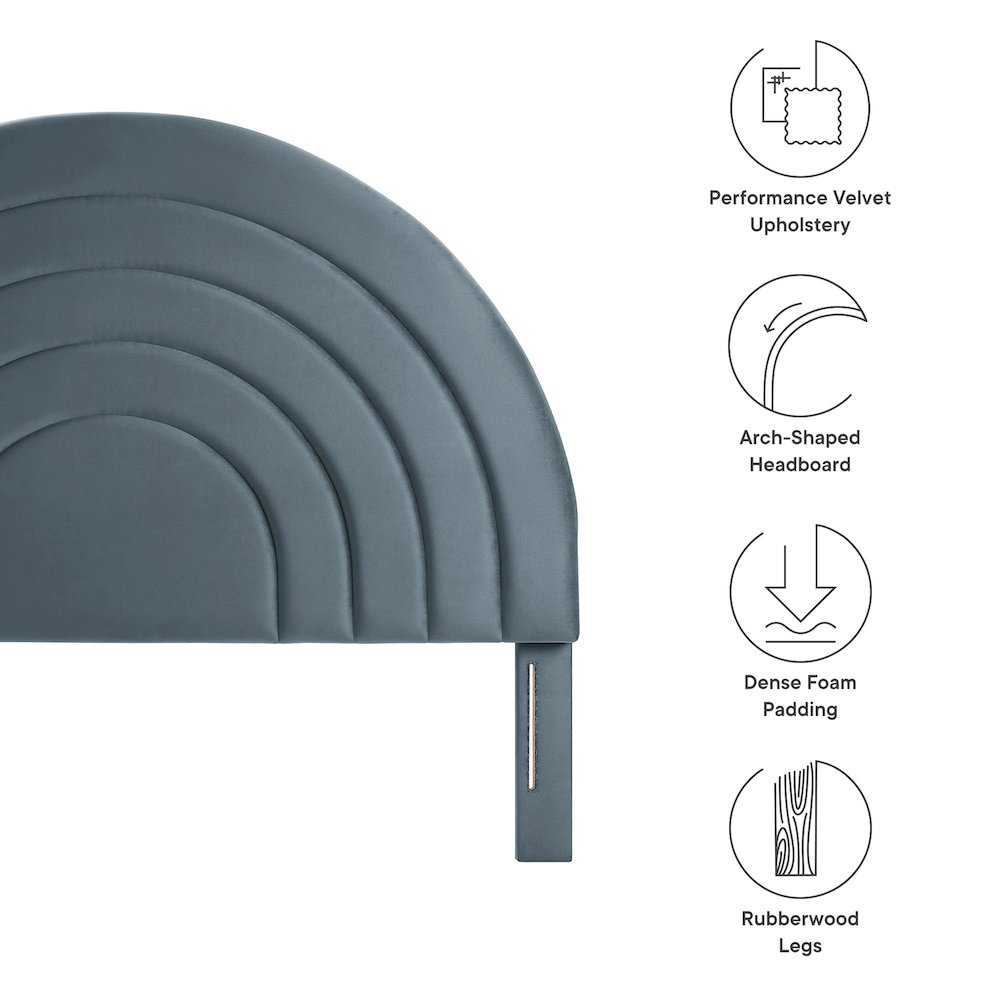 Solana Arched Performance Velvet Full Headboard. Picture 2