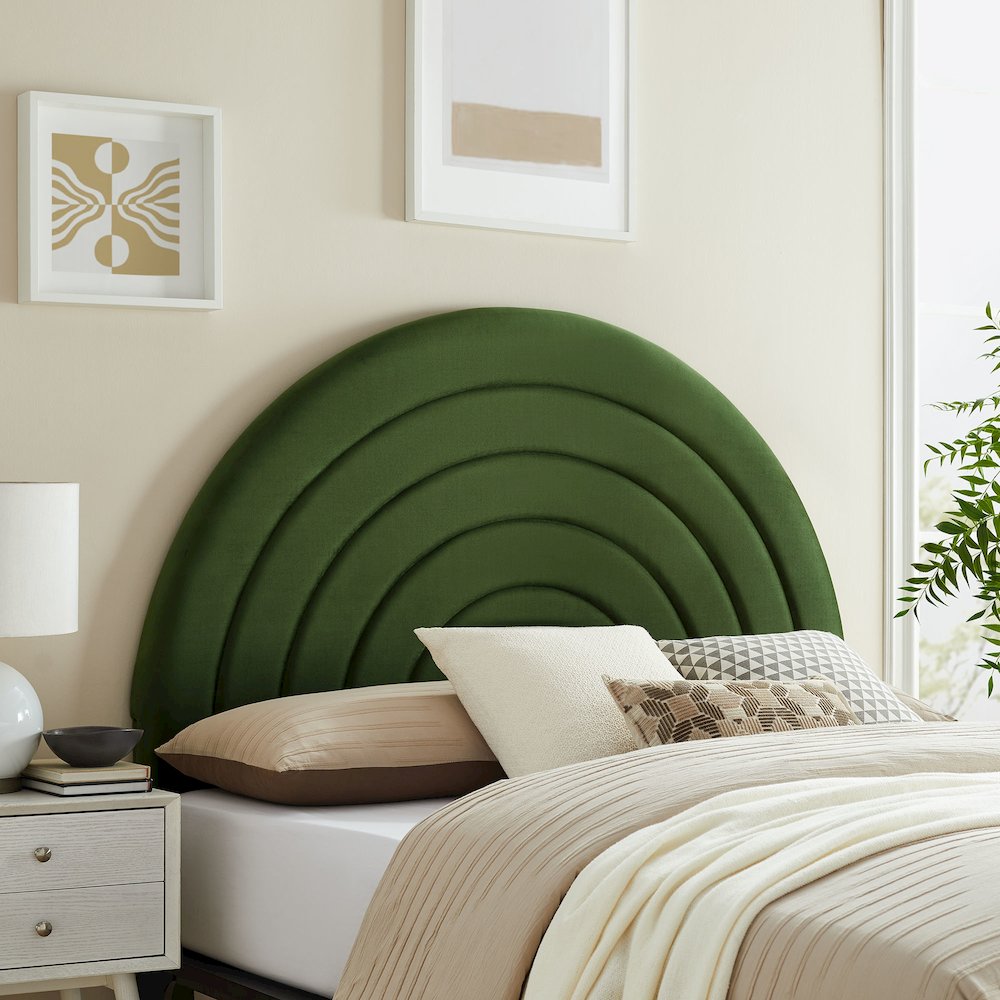 Solana Arched Performance Velvet Full Headboard. Picture 6