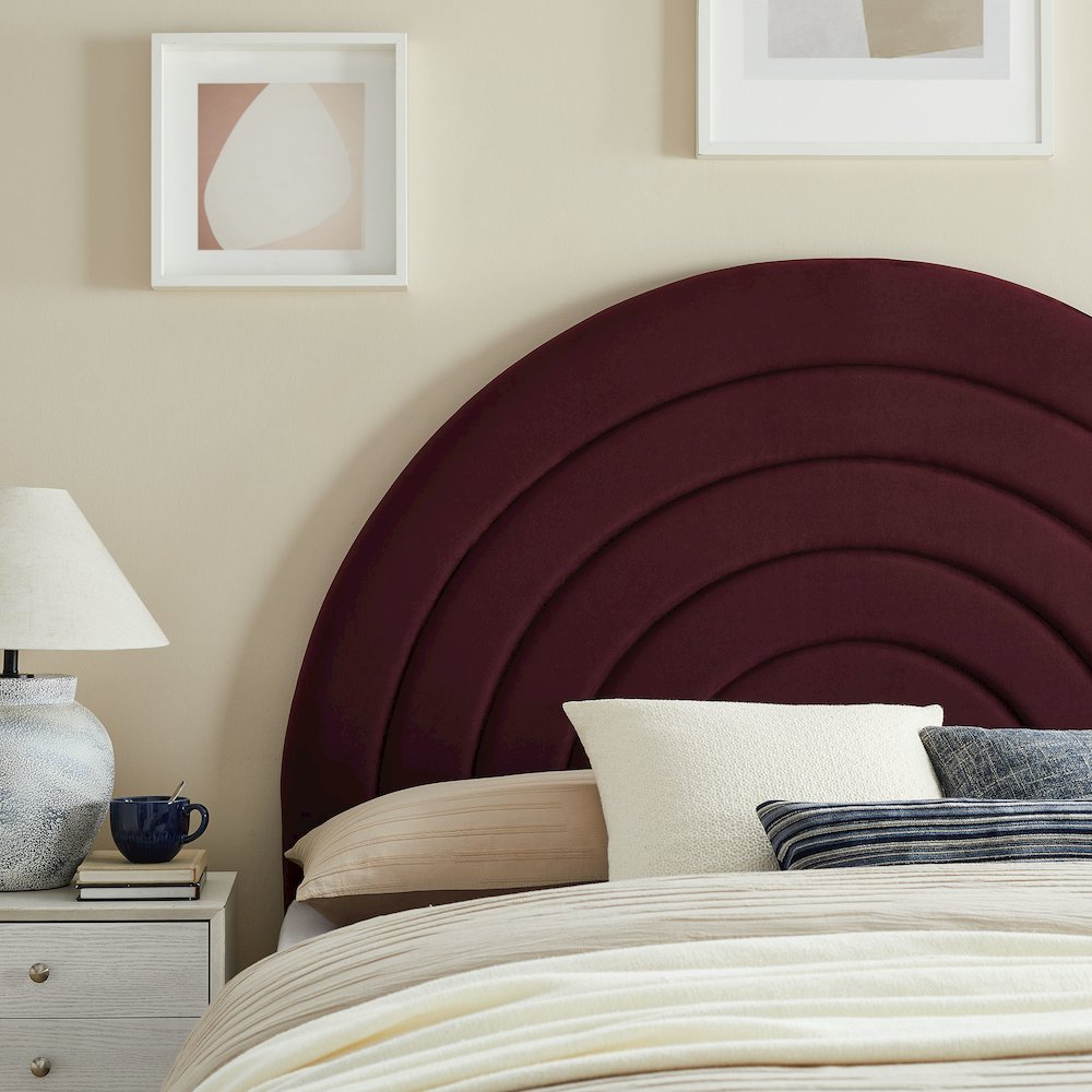 Solana Arched Performance Velvet Full Headboard. Picture 7