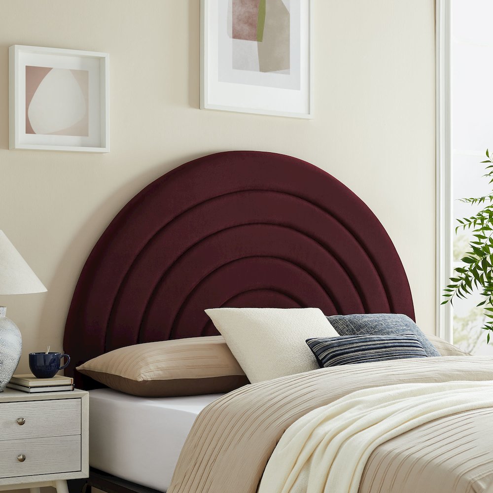Solana Arched Performance Velvet Full Headboard. Picture 6