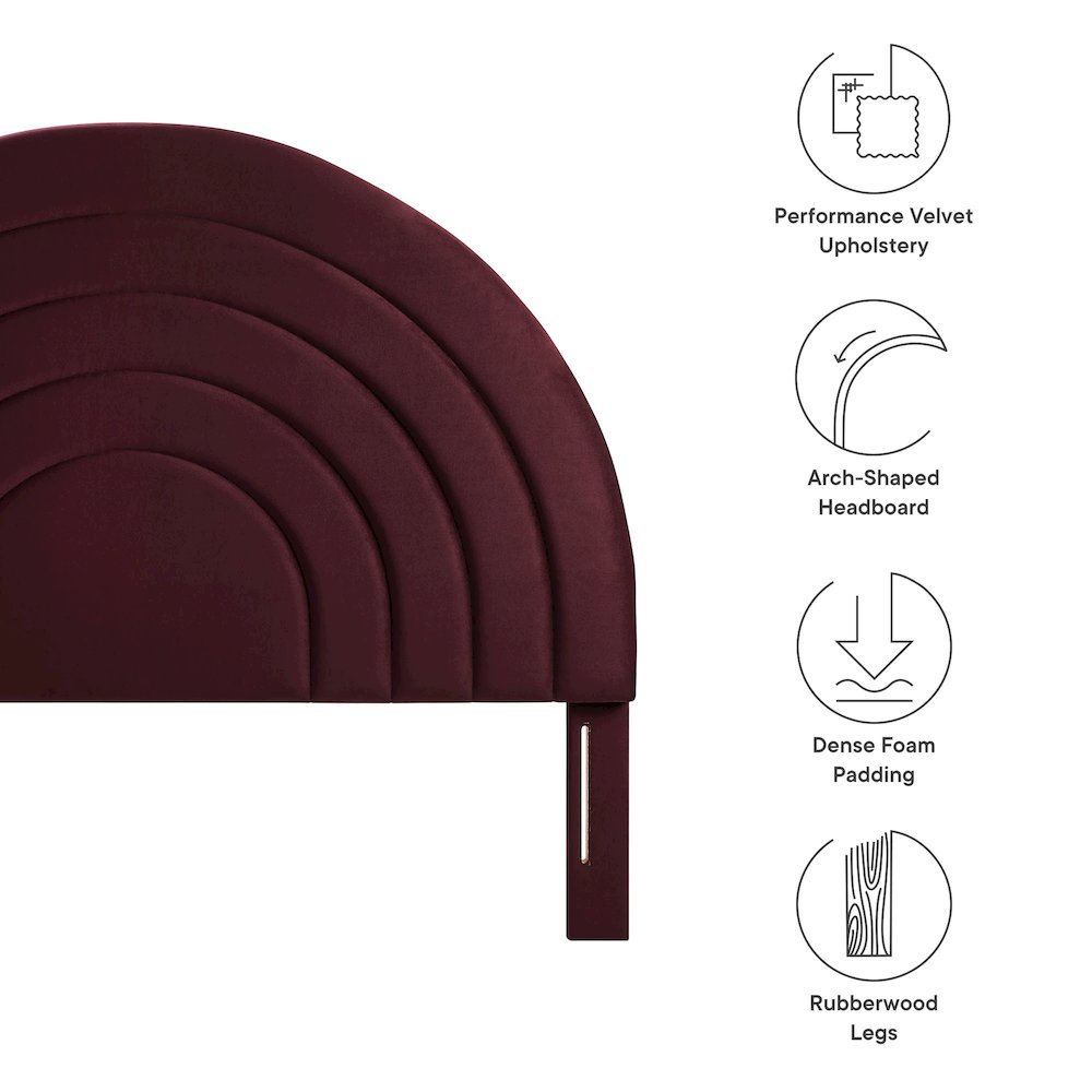 Solana Arched Performance Velvet Full Headboard. Picture 2