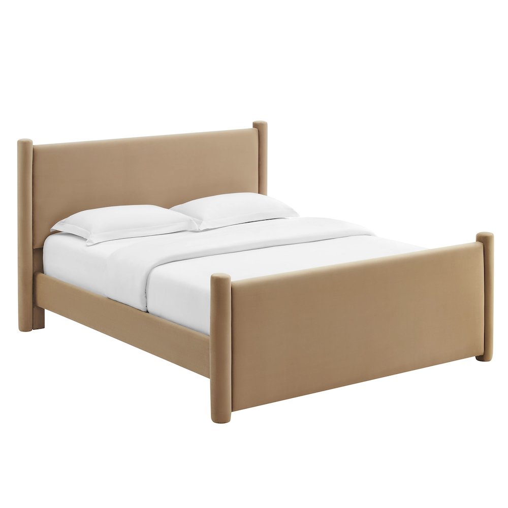 Rael Performance Velvet Full Platform Bed. Picture 1