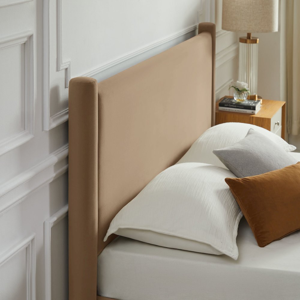 Rael Performance Velvet Full Platform Bed. Picture 9