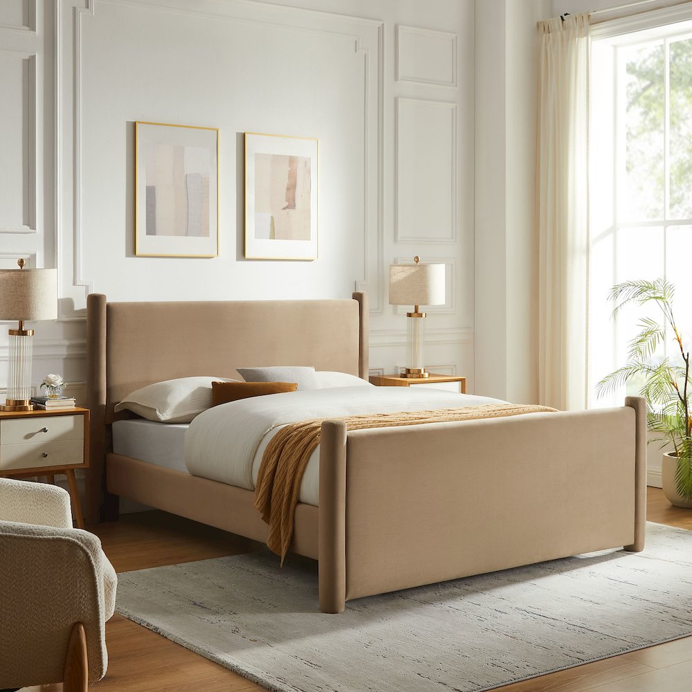 Rael Performance Velvet Full Platform Bed. Picture 8
