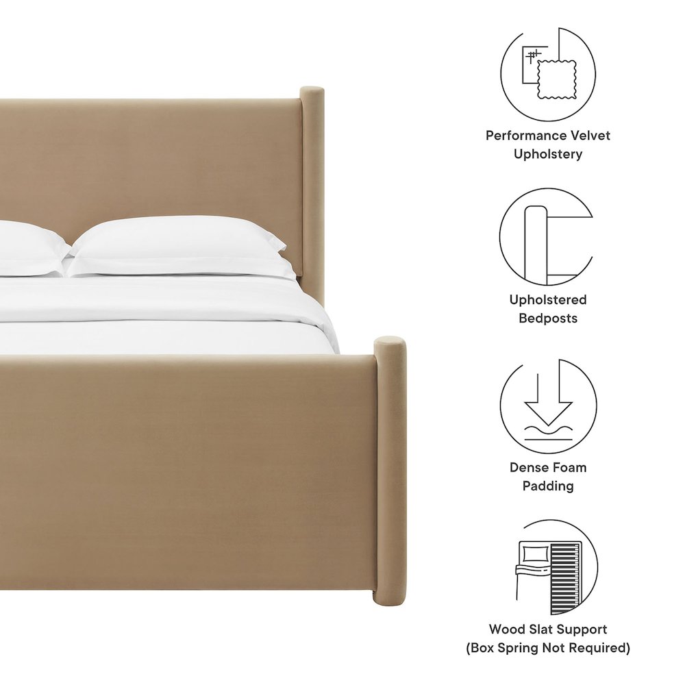 Rael Performance Velvet Full Platform Bed. Picture 2