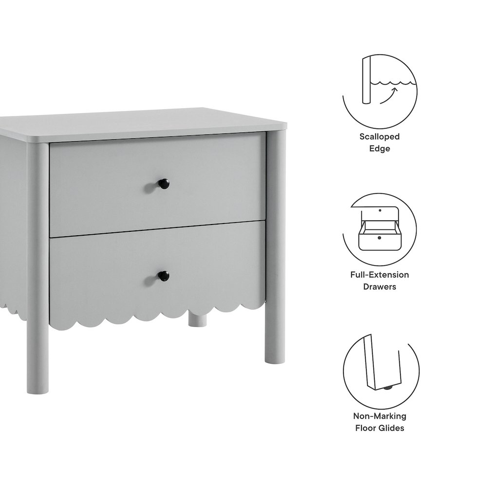 Emmeline Scalloped 2-Drawer Nightstand. Picture 3