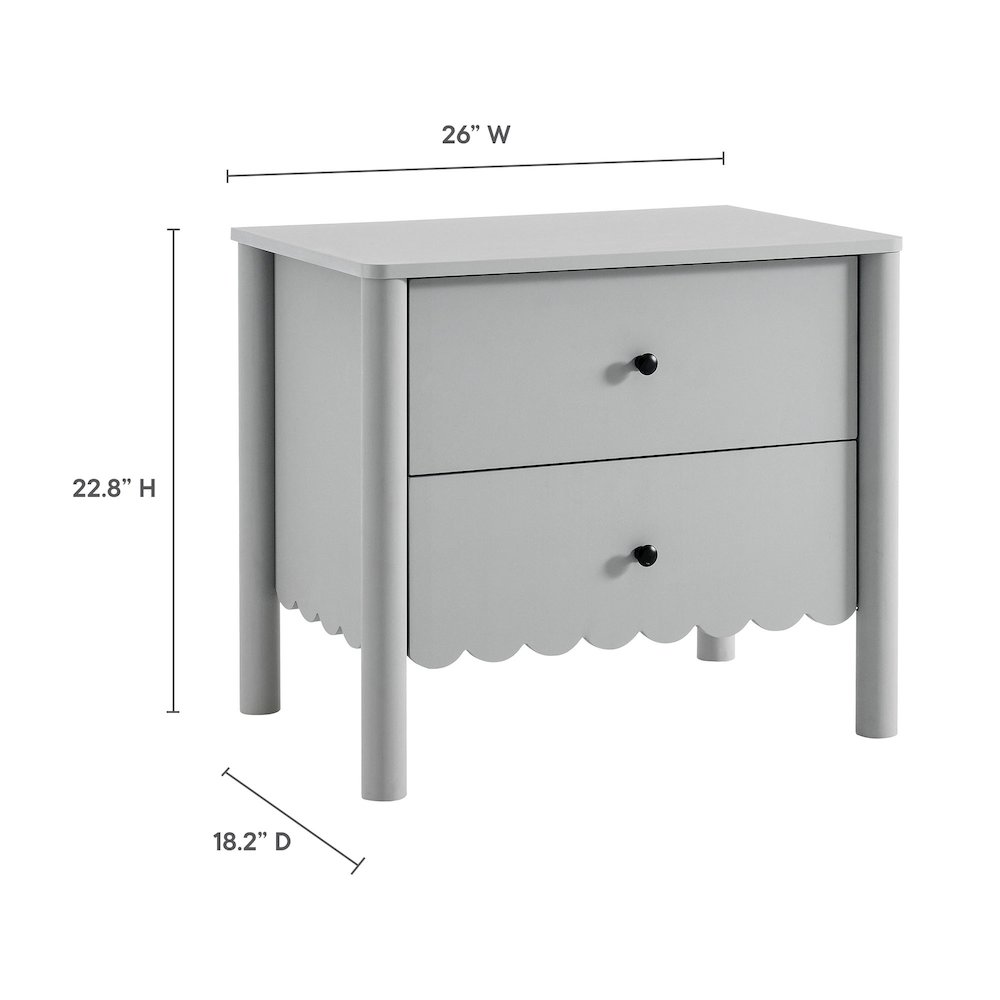 Emmeline Scalloped 2-Drawer Nightstand. Picture 2