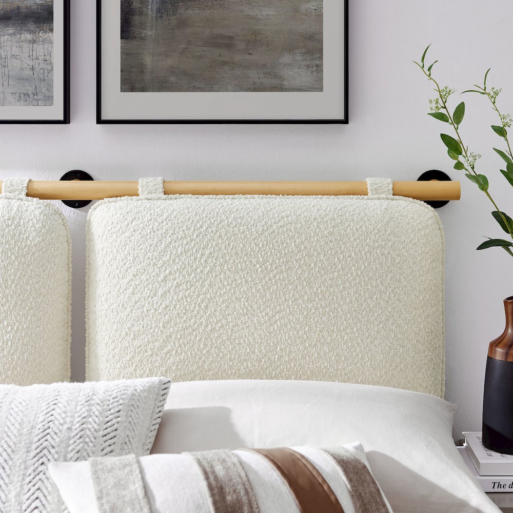 Anela Wall-Mounted Chenille Upholstered Queen Headboard. Picture 7