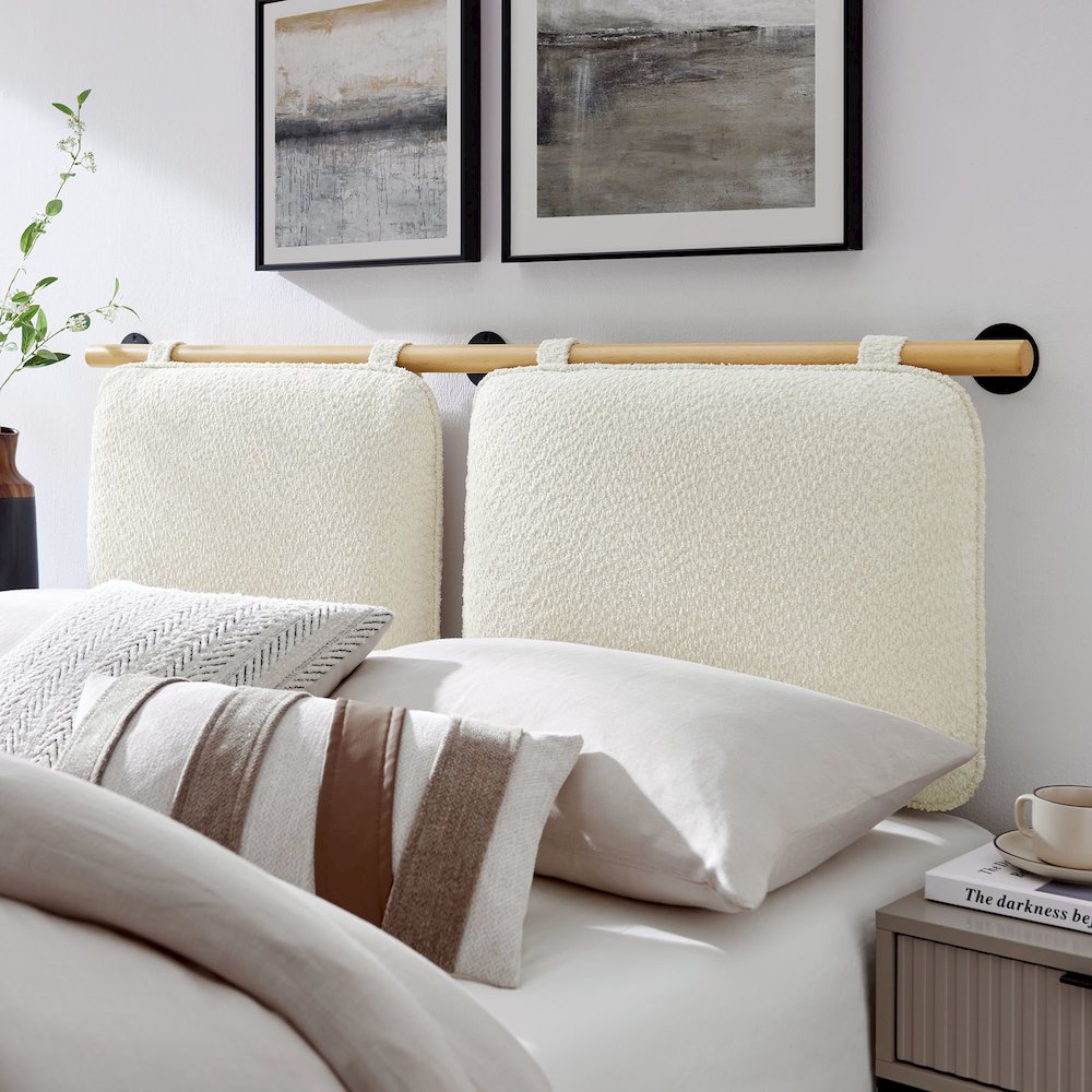 Anela Wall-Mounted Chenille Upholstered Queen Headboard. Picture 8