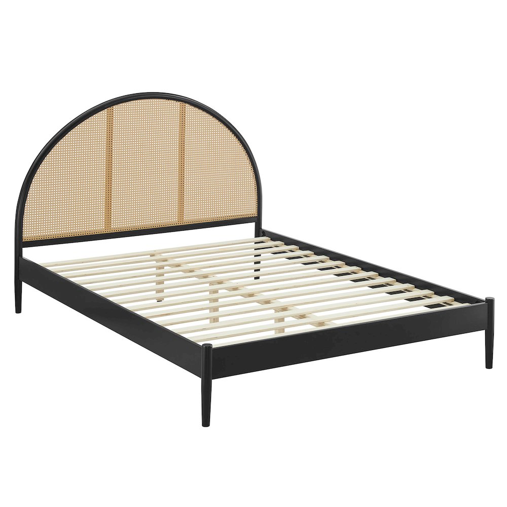Odette Queen Arched Rattan Cane Platform Bed. Picture 6