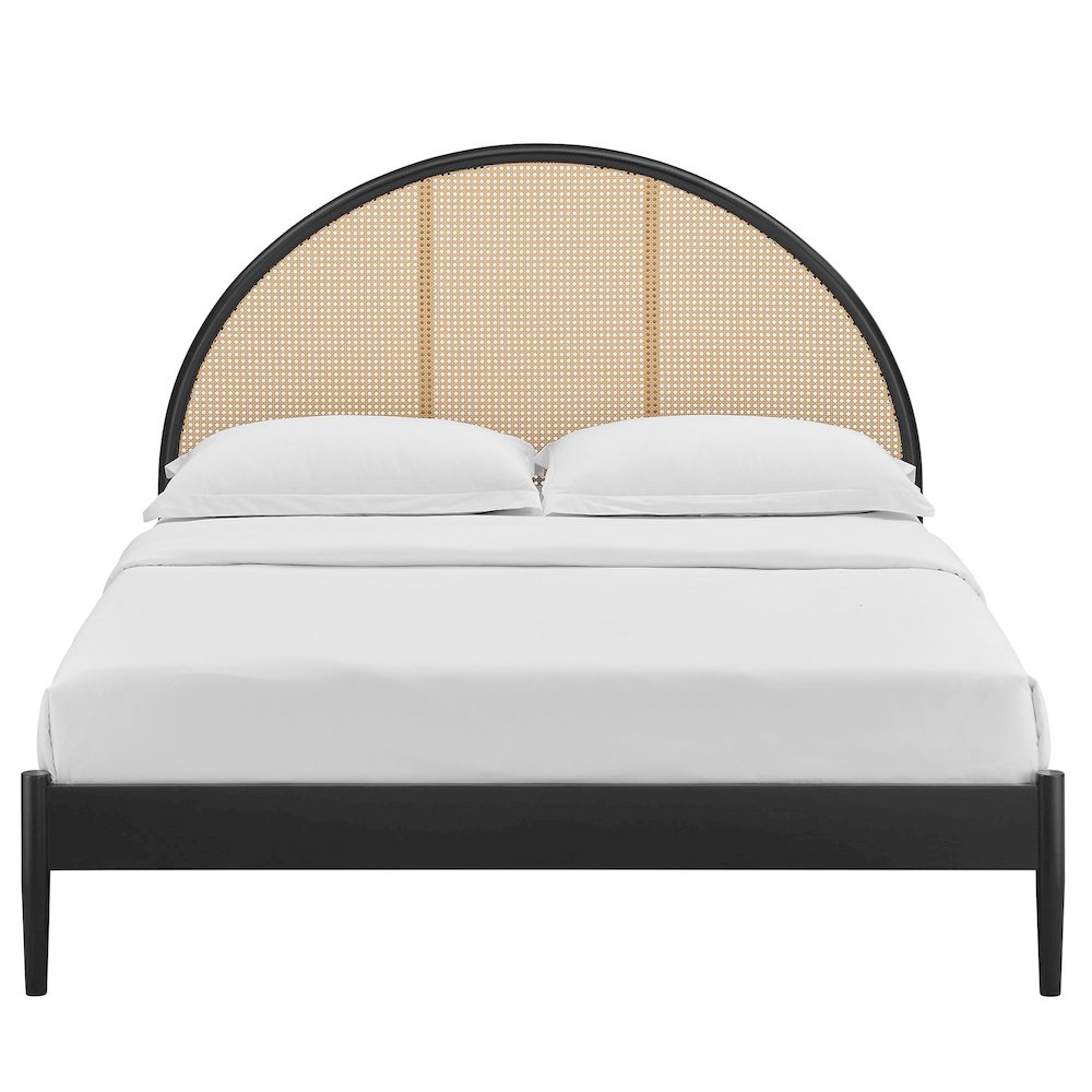 Odette Queen Arched Rattan Cane Platform Bed. Picture 5