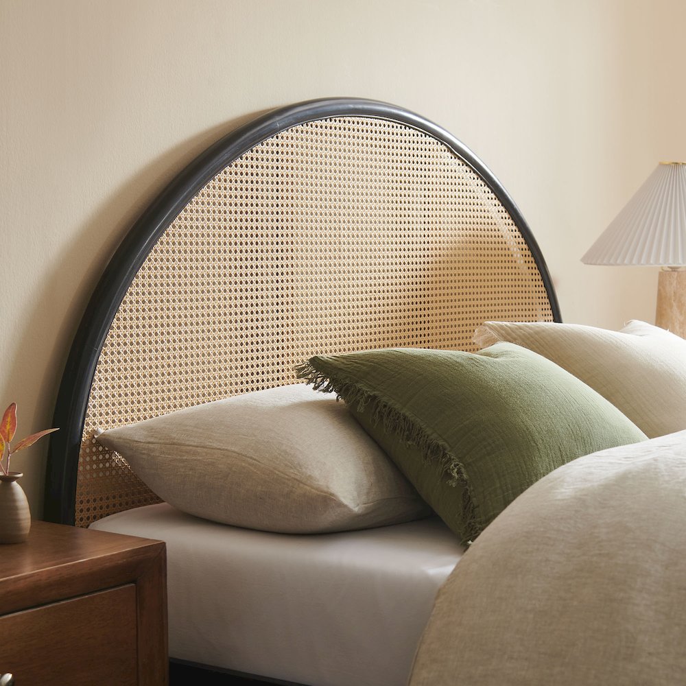 Odette Queen Arched Rattan Cane Platform Bed. Picture 10