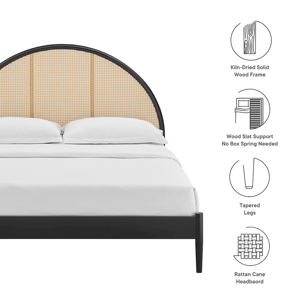 Odette Queen Arched Rattan Cane Platform Bed. Picture 3