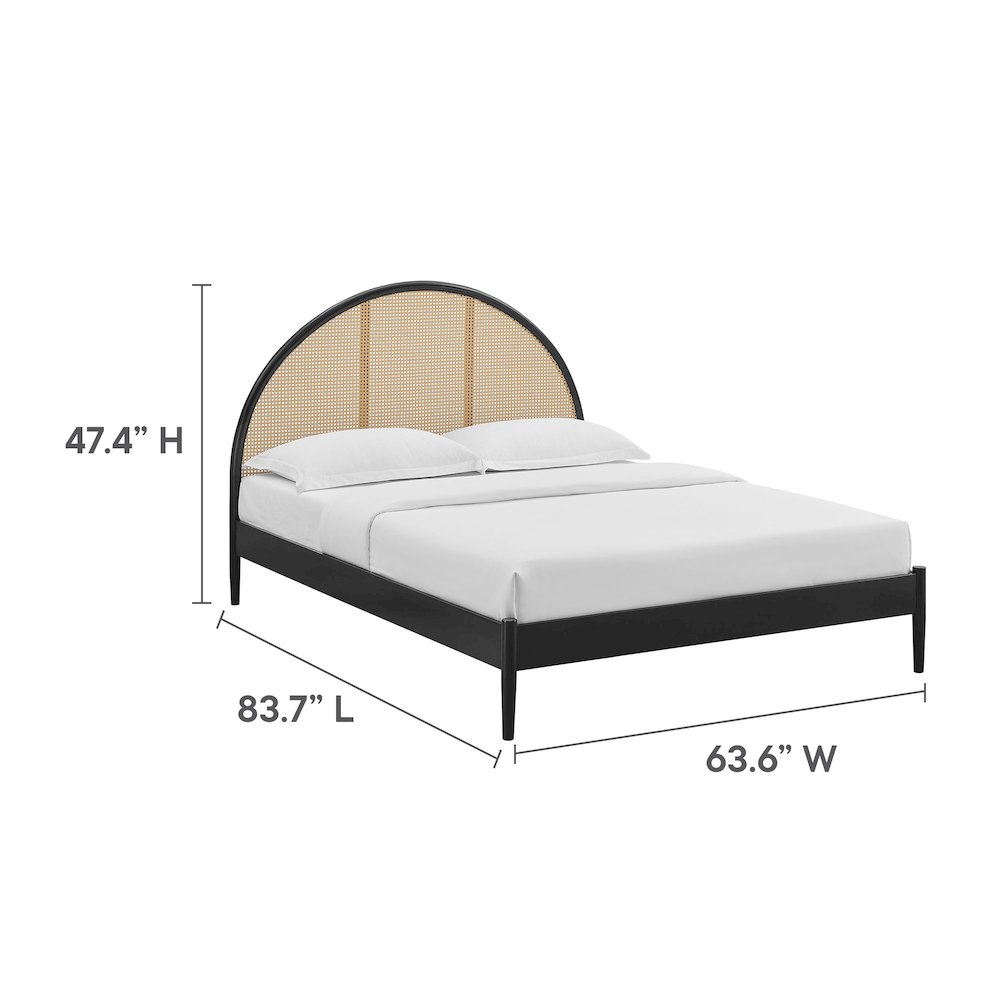 Odette Queen Arched Rattan Cane Platform Bed. Picture 2