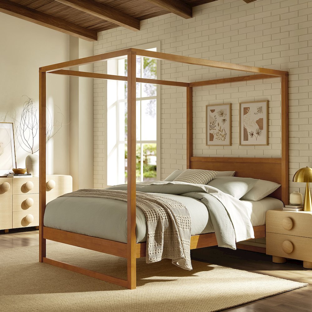 Alva Queen Wood Canopy Platform Bed. Picture 9