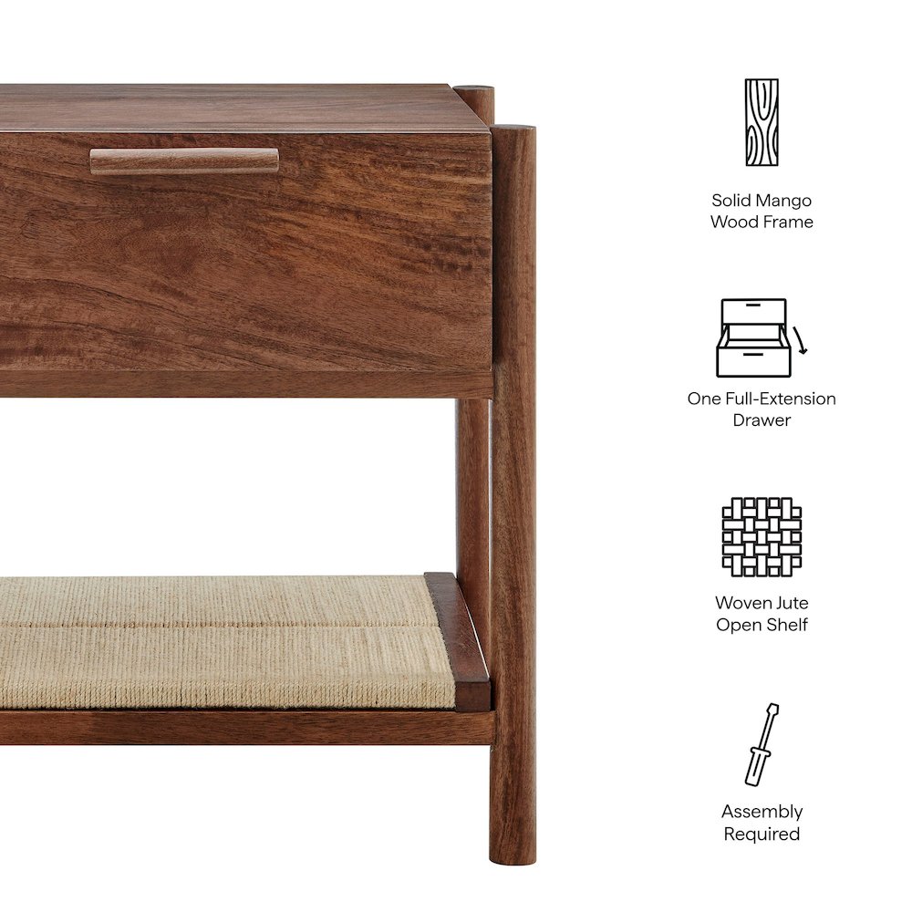 Oswin 1-Drawer Wood Nightstand. Picture 3