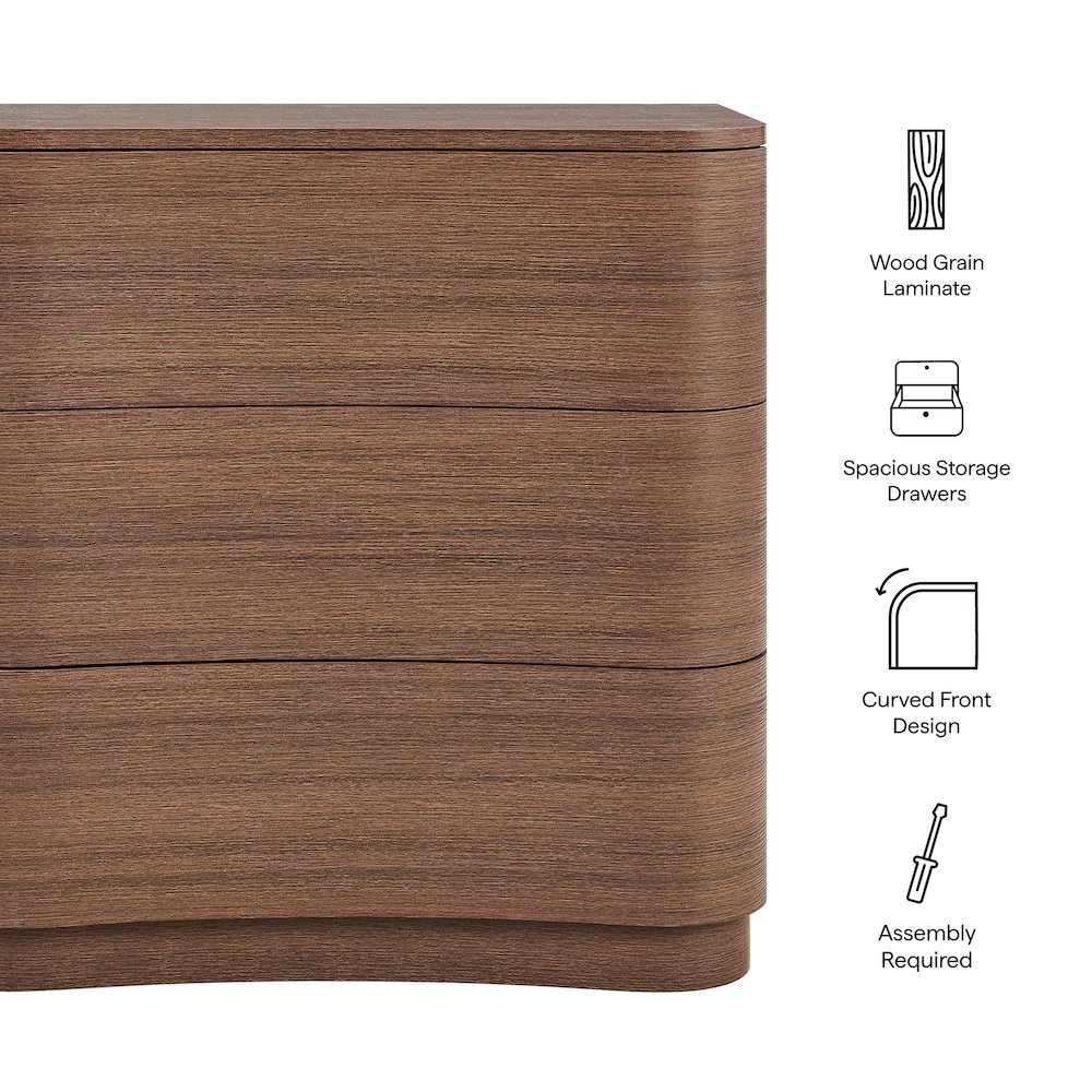 Mirae 3-Drawer Curved Compact Dresser. Picture 3