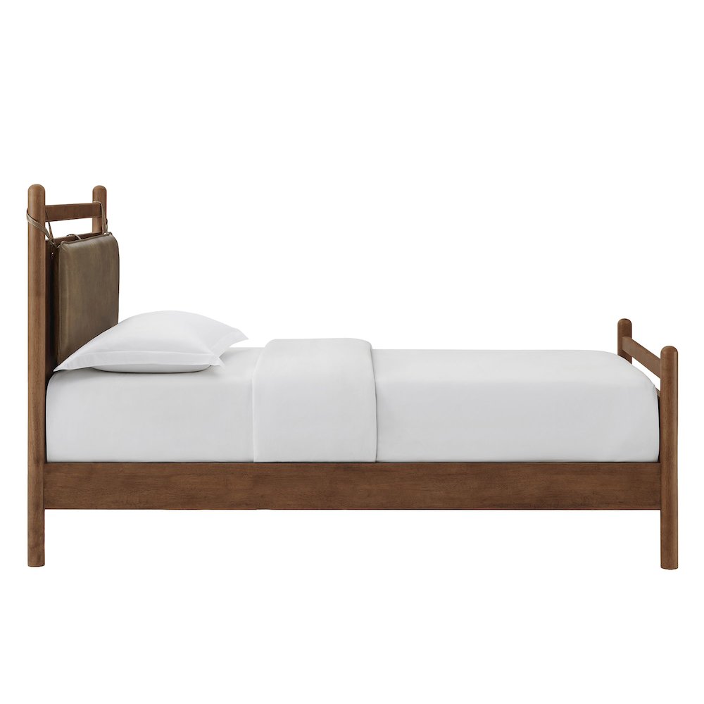 Leni Twin Size Vegan Leather and Wood Platform Bed Frame. Picture 6