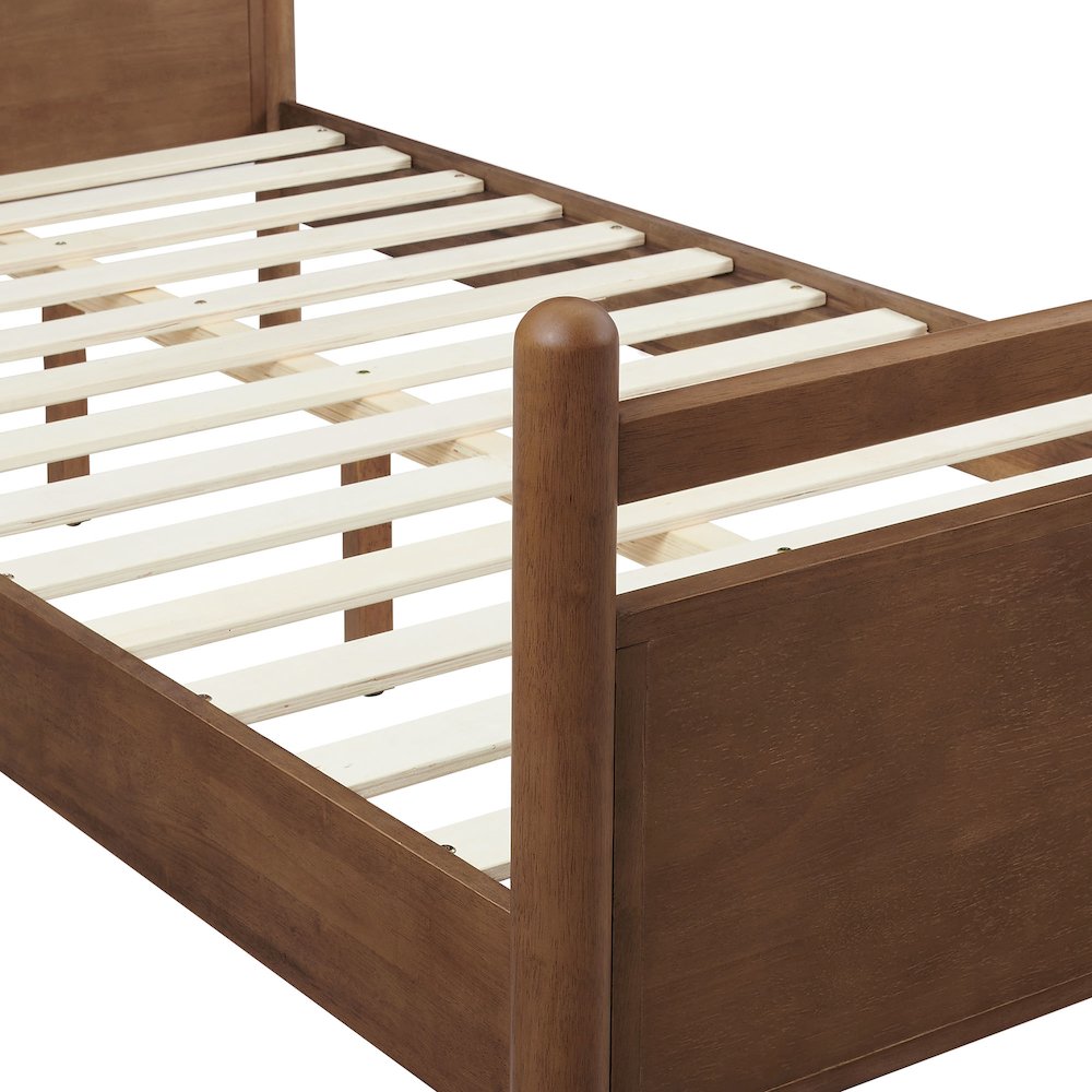 Leni Twin Size Vegan Leather and Wood Platform Bed Frame. Picture 8