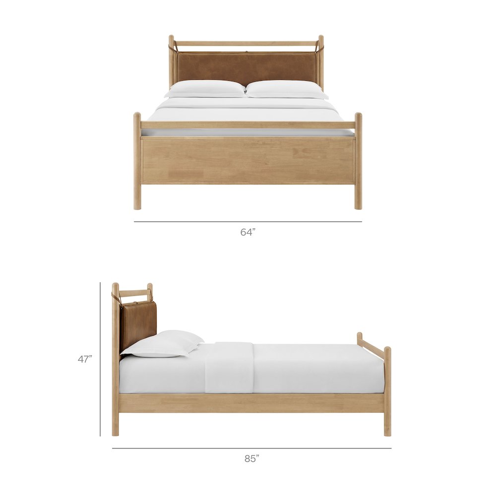 Leni Queen Size Vegan Leather and Wood Platform Bed Frame. Picture 3