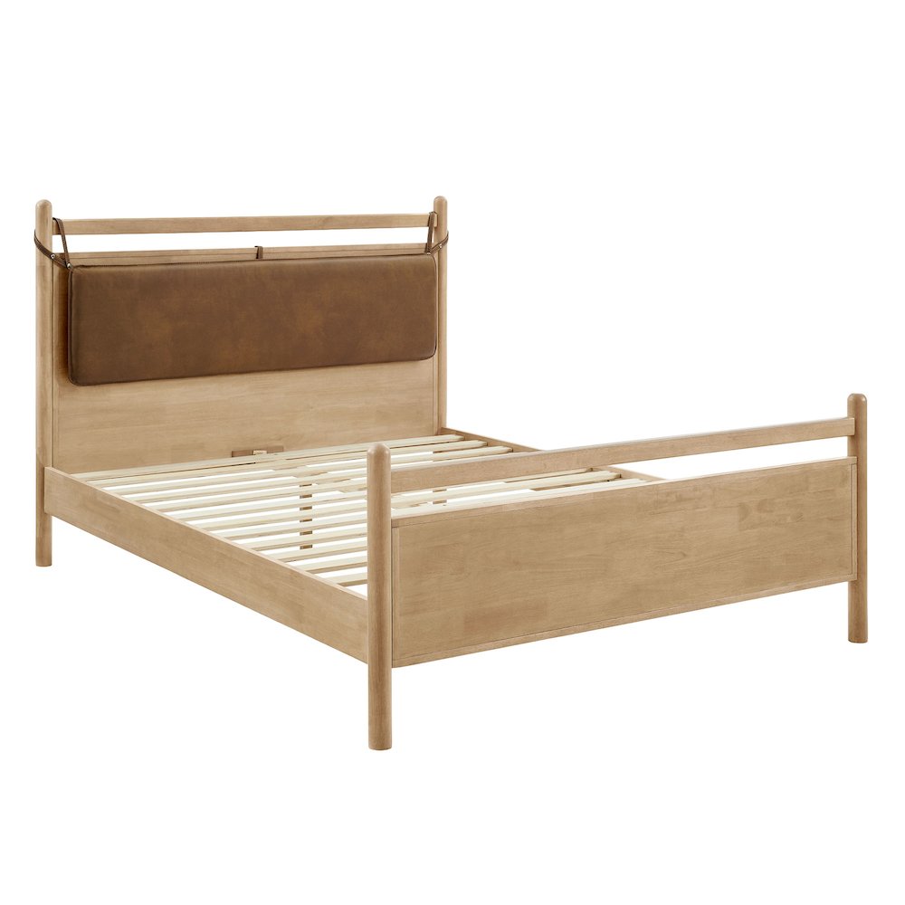 Leni King Size Vegan Leather and Wood Platform Bed Frame. Picture 4
