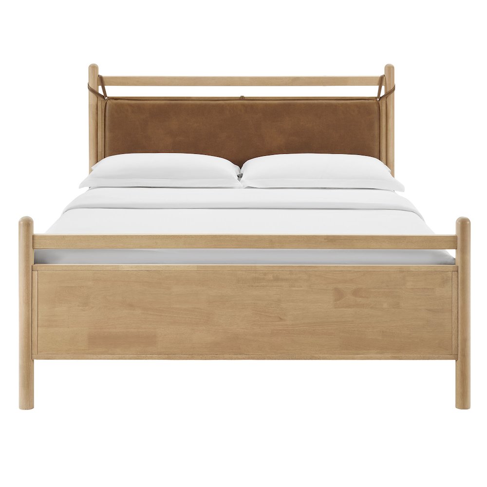 Leni King Size Vegan Leather and Wood Platform Bed Frame. Picture 5