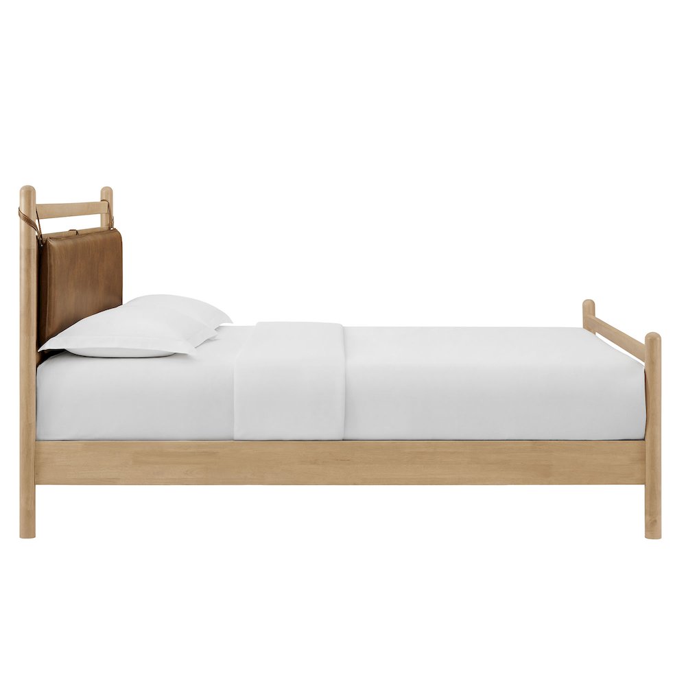 Leni King Size Vegan Leather and Wood Platform Bed Frame. Picture 6