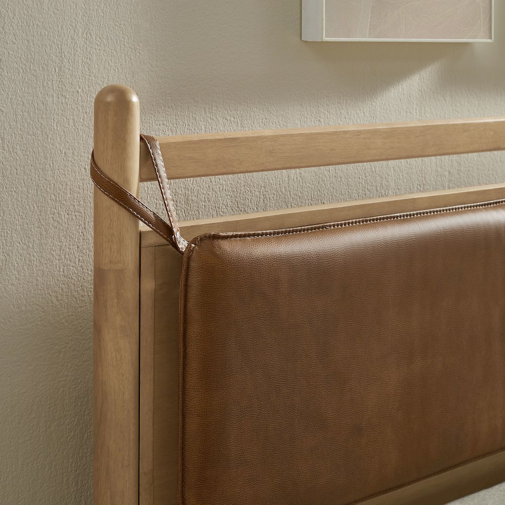 Leni King Size Vegan Leather and Wood Platform Bed Frame. Picture 10