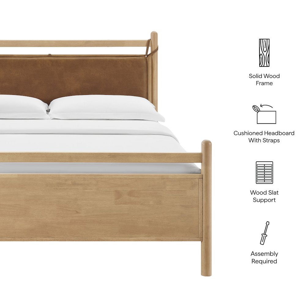 Leni King Size Vegan Leather and Wood Platform Bed Frame. Picture 2
