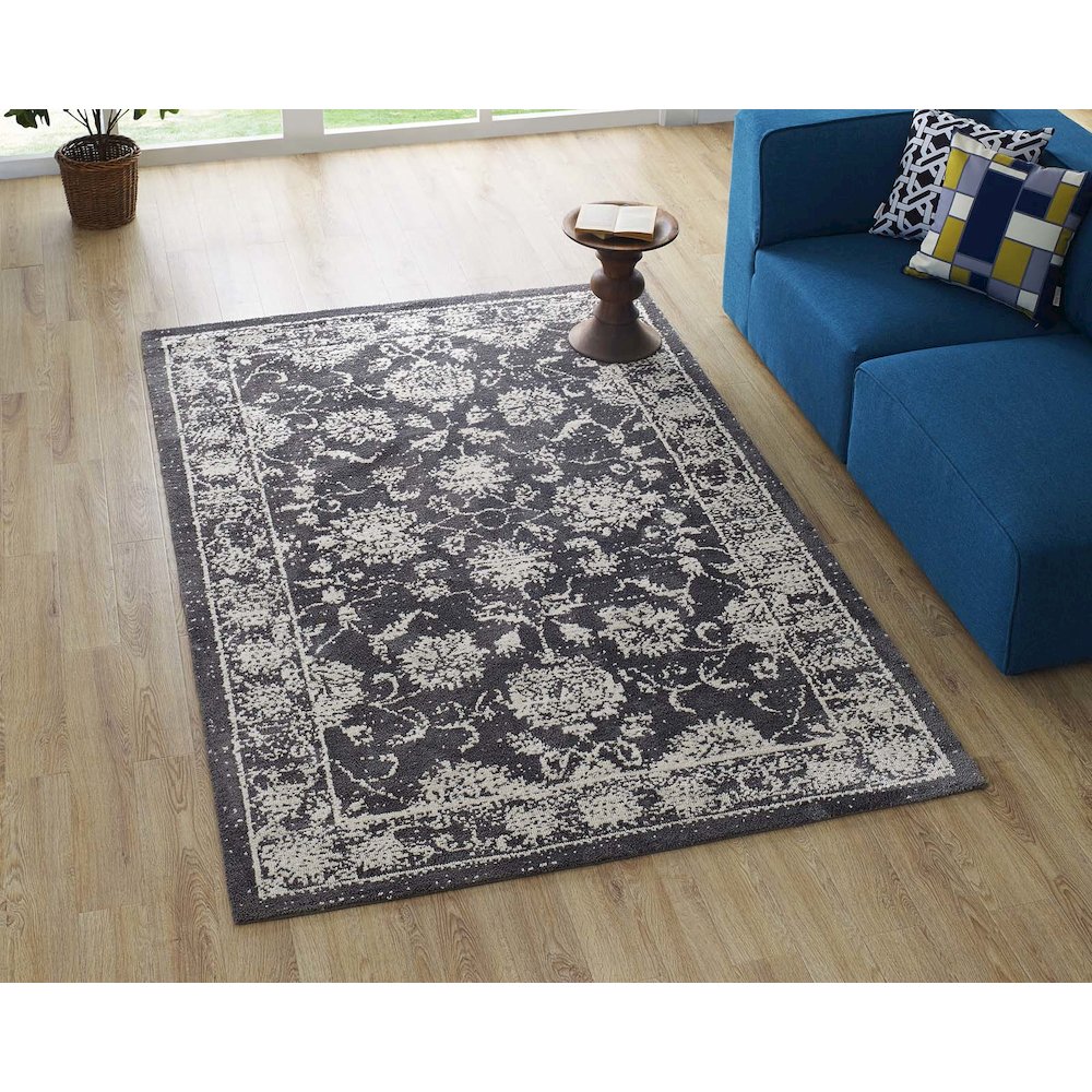 Kazia Distressed Floral Lattice 5x8 Area Rug. Picture 5