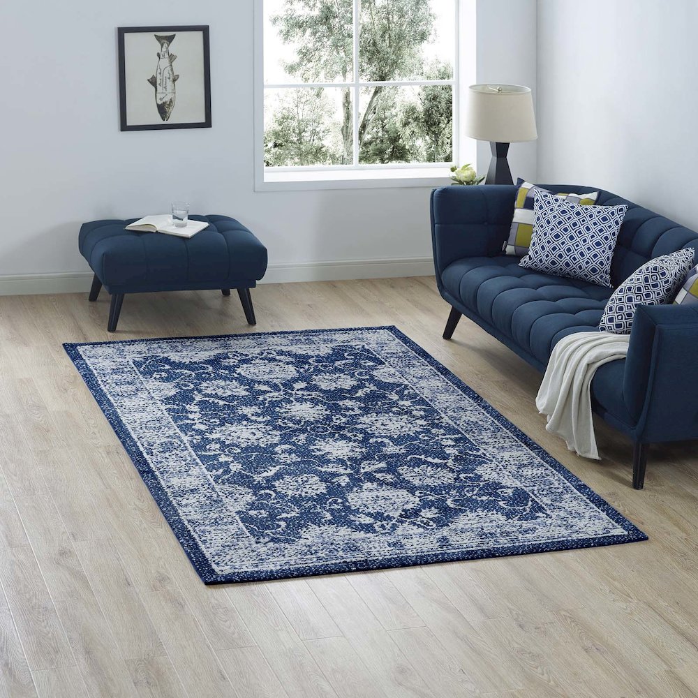 Kazia Distressed Floral Lattice 5x8 Area Rug. Picture 5
