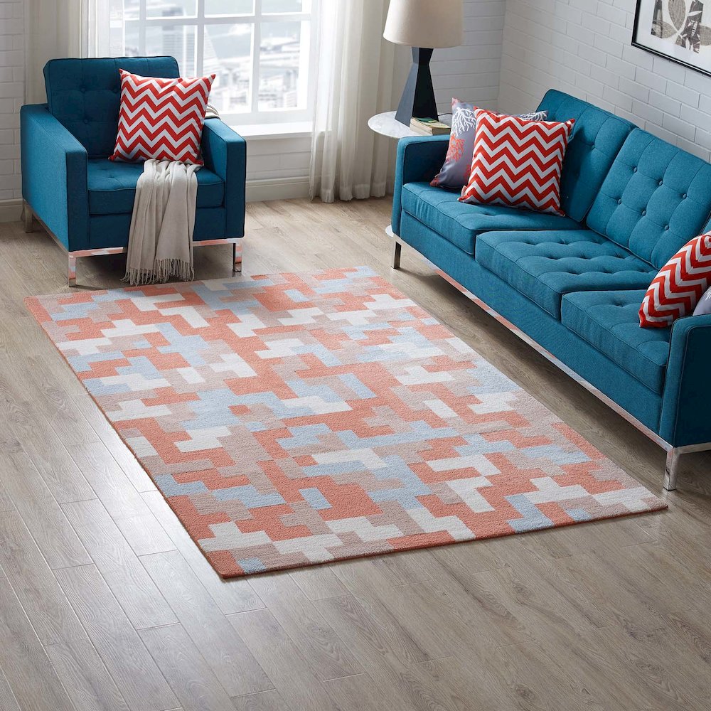 Andela Interlocking Block Mosaic 5x8 Area Rug. Picture 5