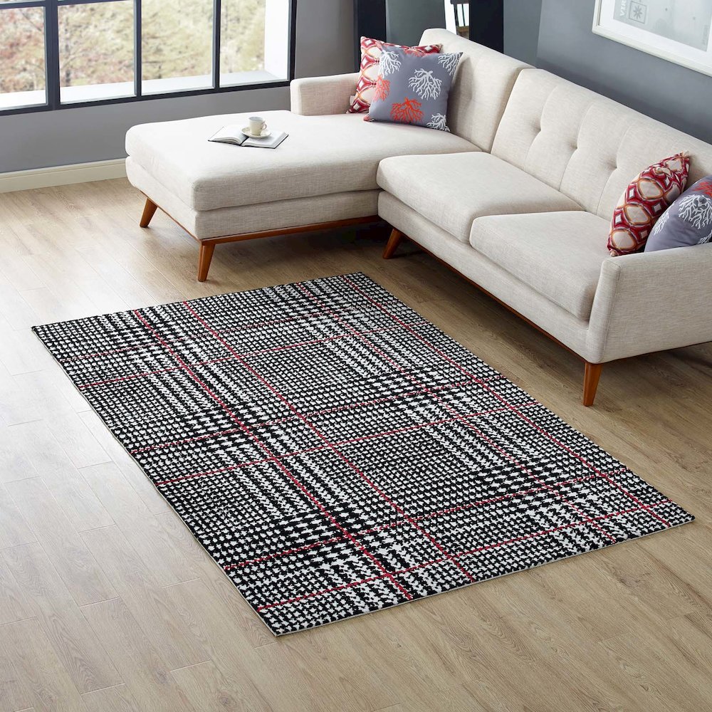 Kaja Abstract Plaid 5x8 Area Rug. Picture 5