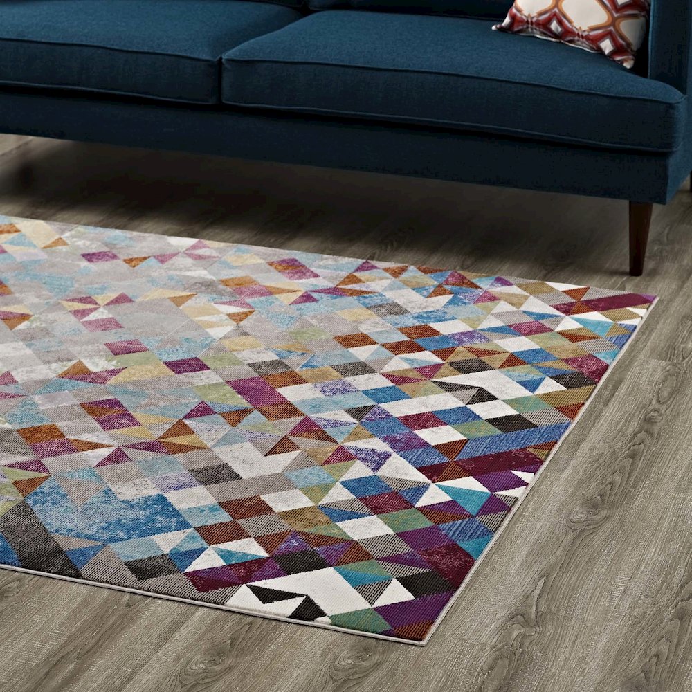 Lavendula Triangle Mosaic 4x6 Area Rug. Picture 6