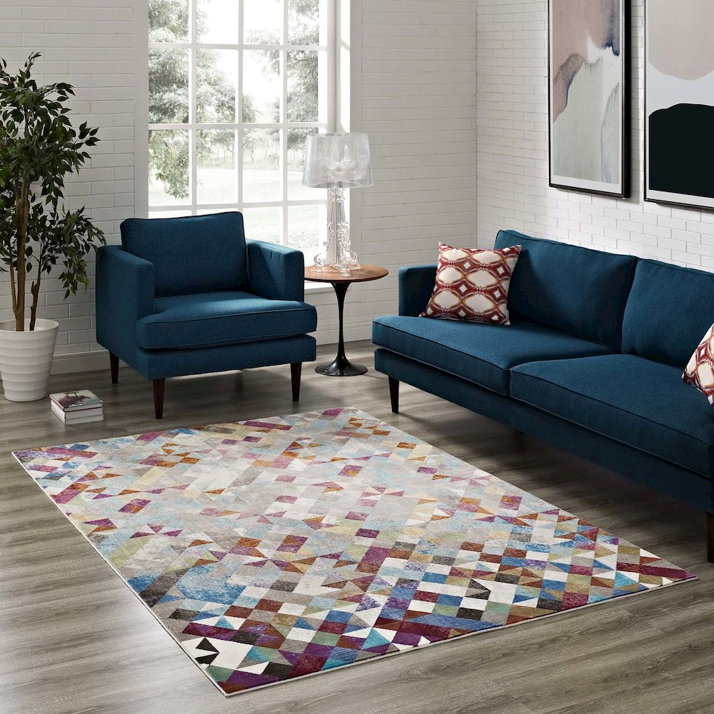 Lavendula Triangle Mosaic 4x6 Area Rug. Picture 5