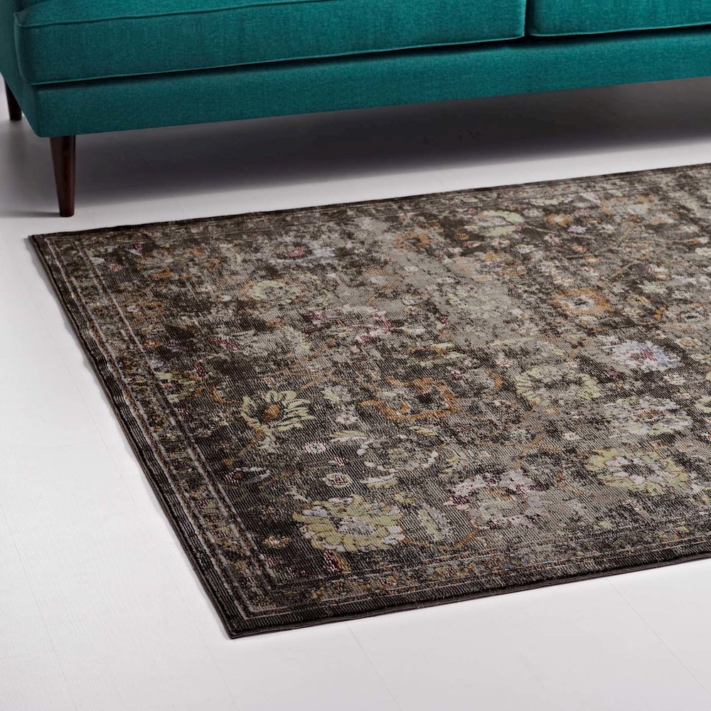 Minu Distressed Floral Lattice 4x6 Area Rug. Picture 7