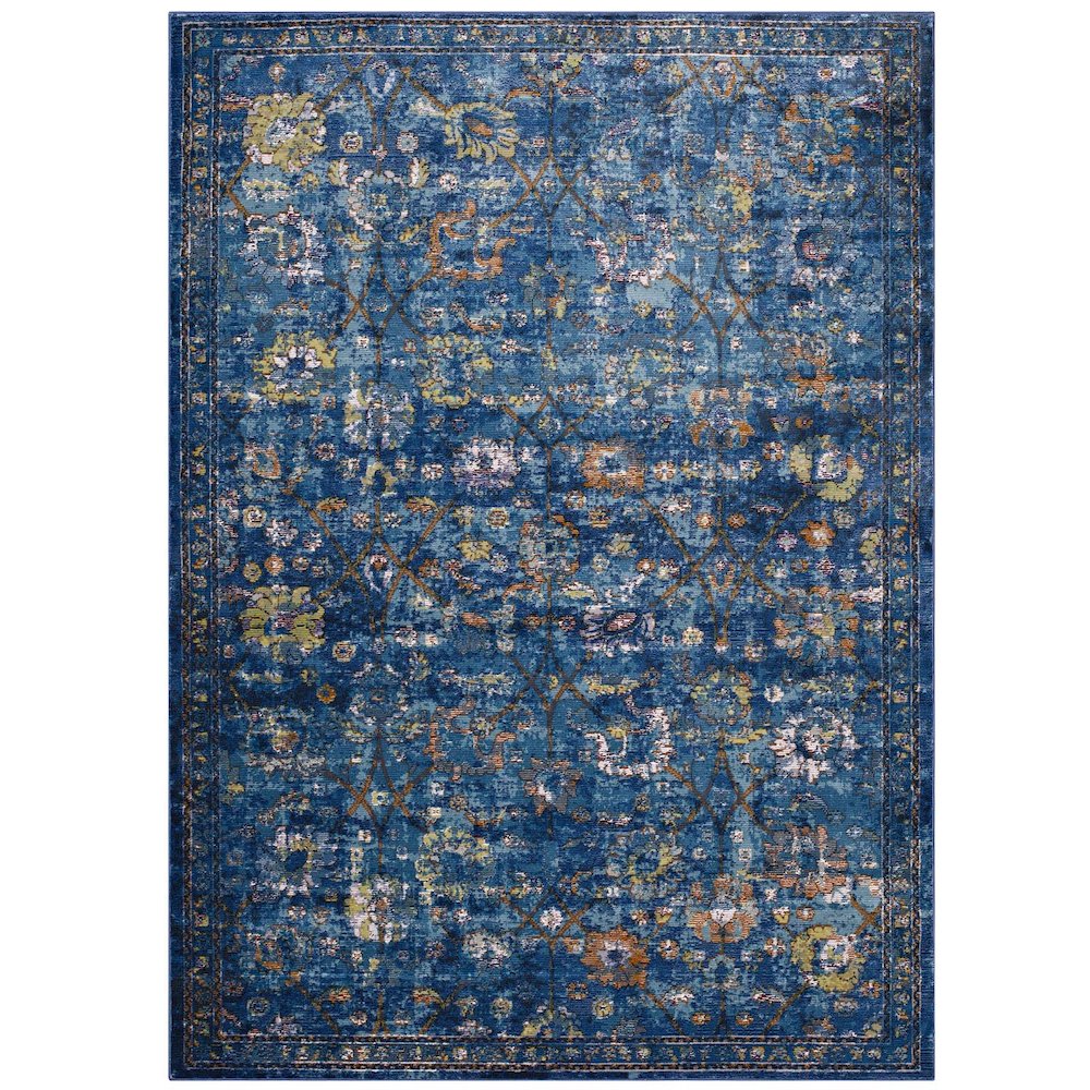 Minu Distressed Floral Lattice 4x6 Area Rug. Picture 1