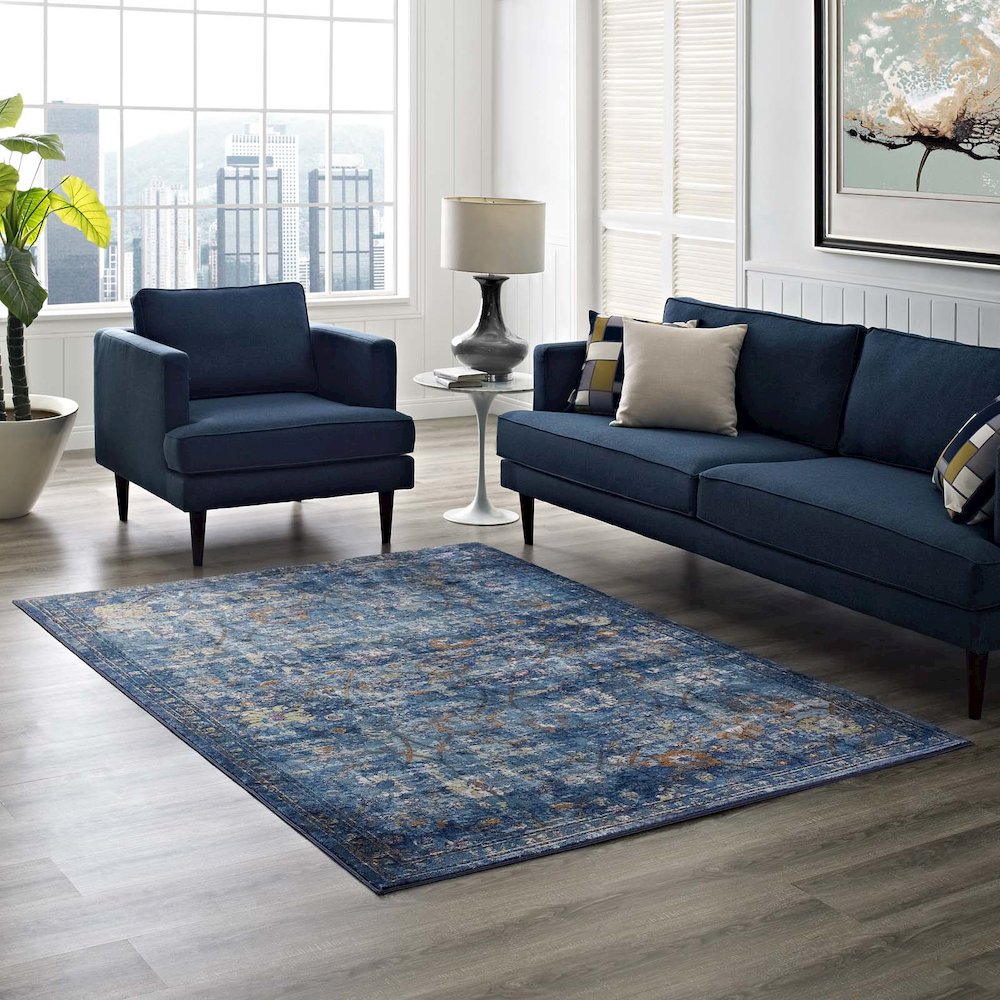 Minu Distressed Floral Lattice 4x6 Area Rug. Picture 5