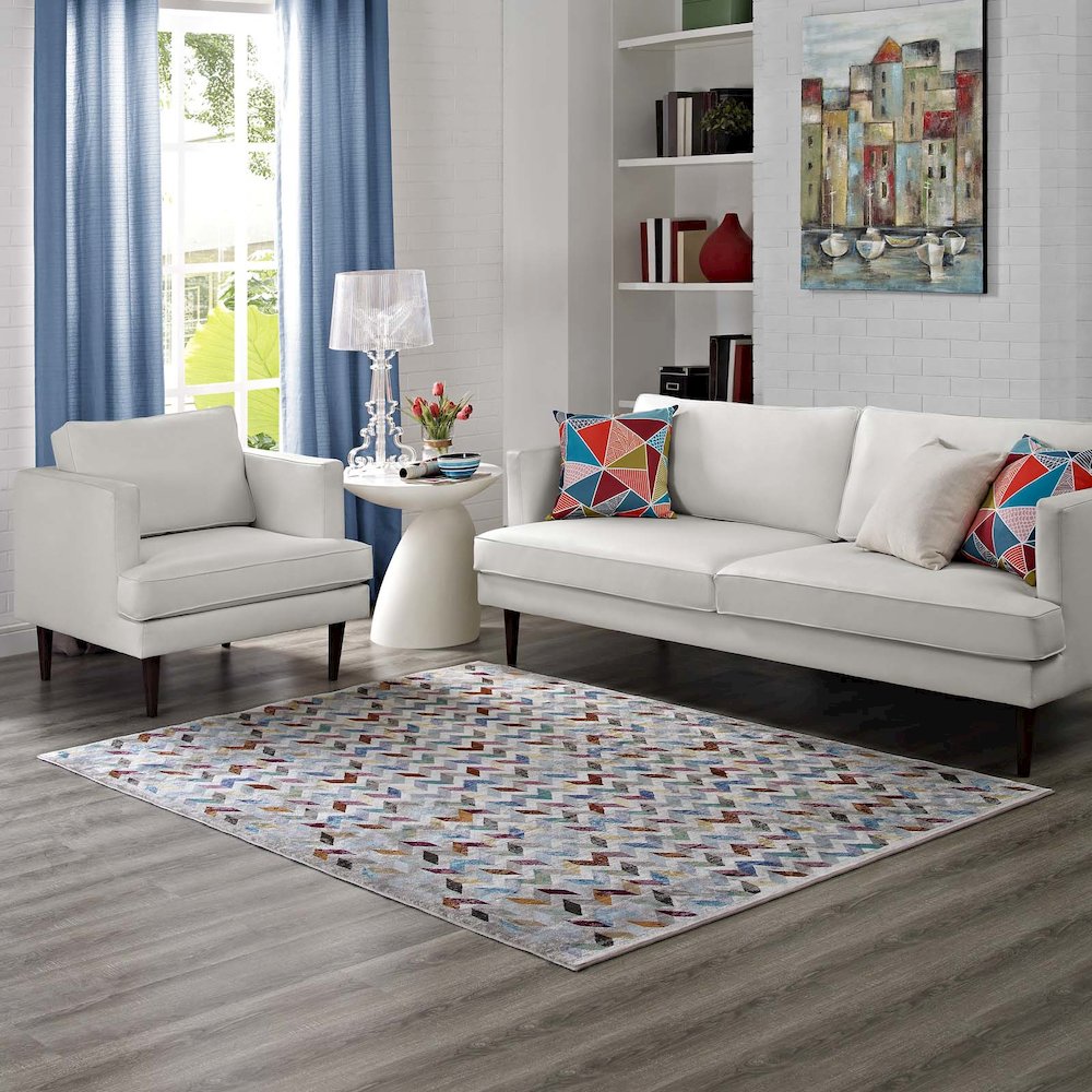 Gemma Chevron Mosaic 5x8 Area Rug. Picture 5