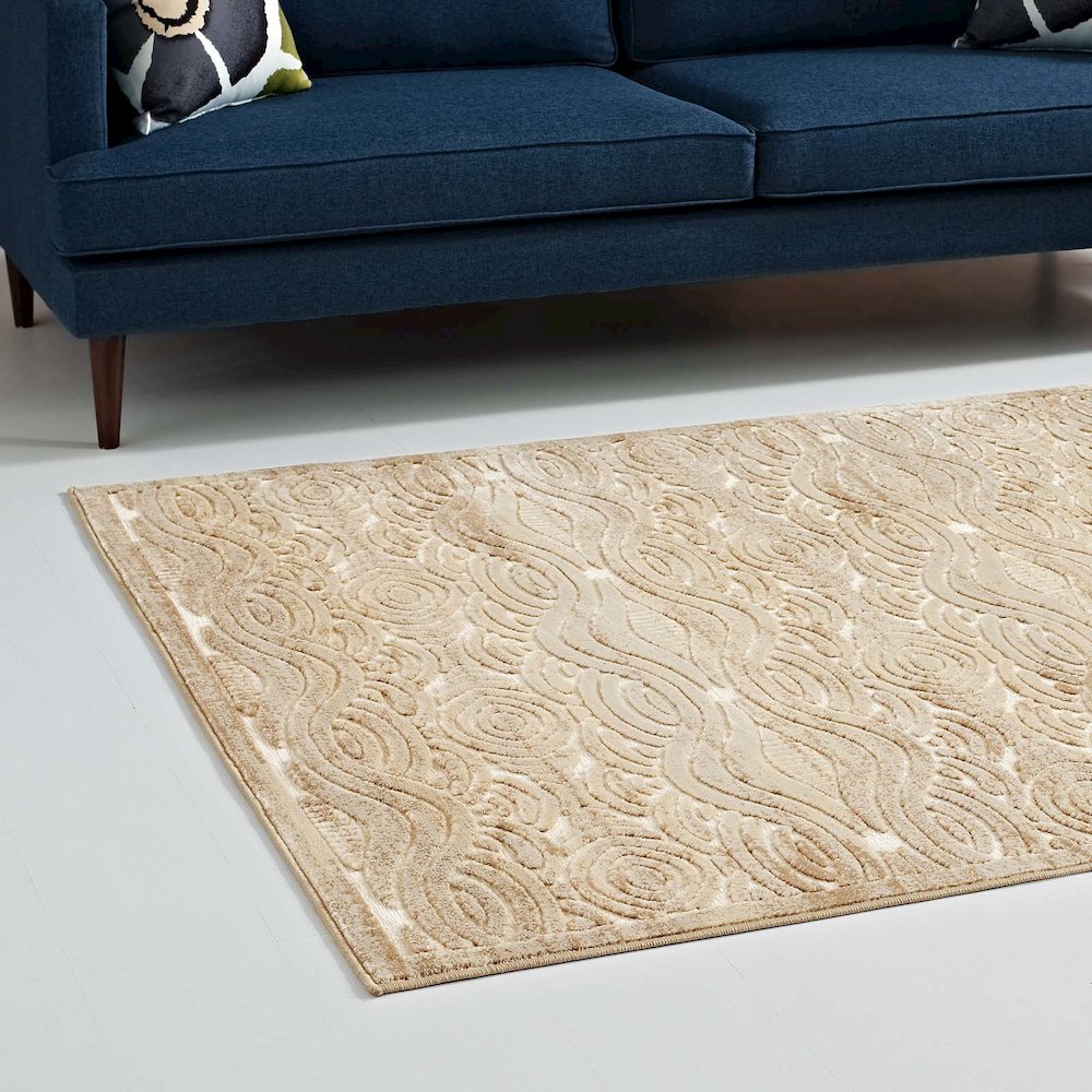 Kennocha Rustic Vintage Abstract Waves 5x8 Area Rug. Picture 7