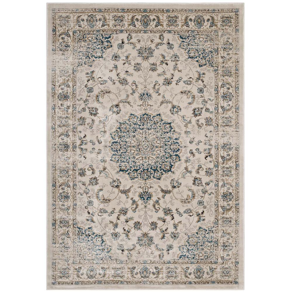 Atara Distressed Vintage Persian Medallion 5x8 Area Rug. Picture 1