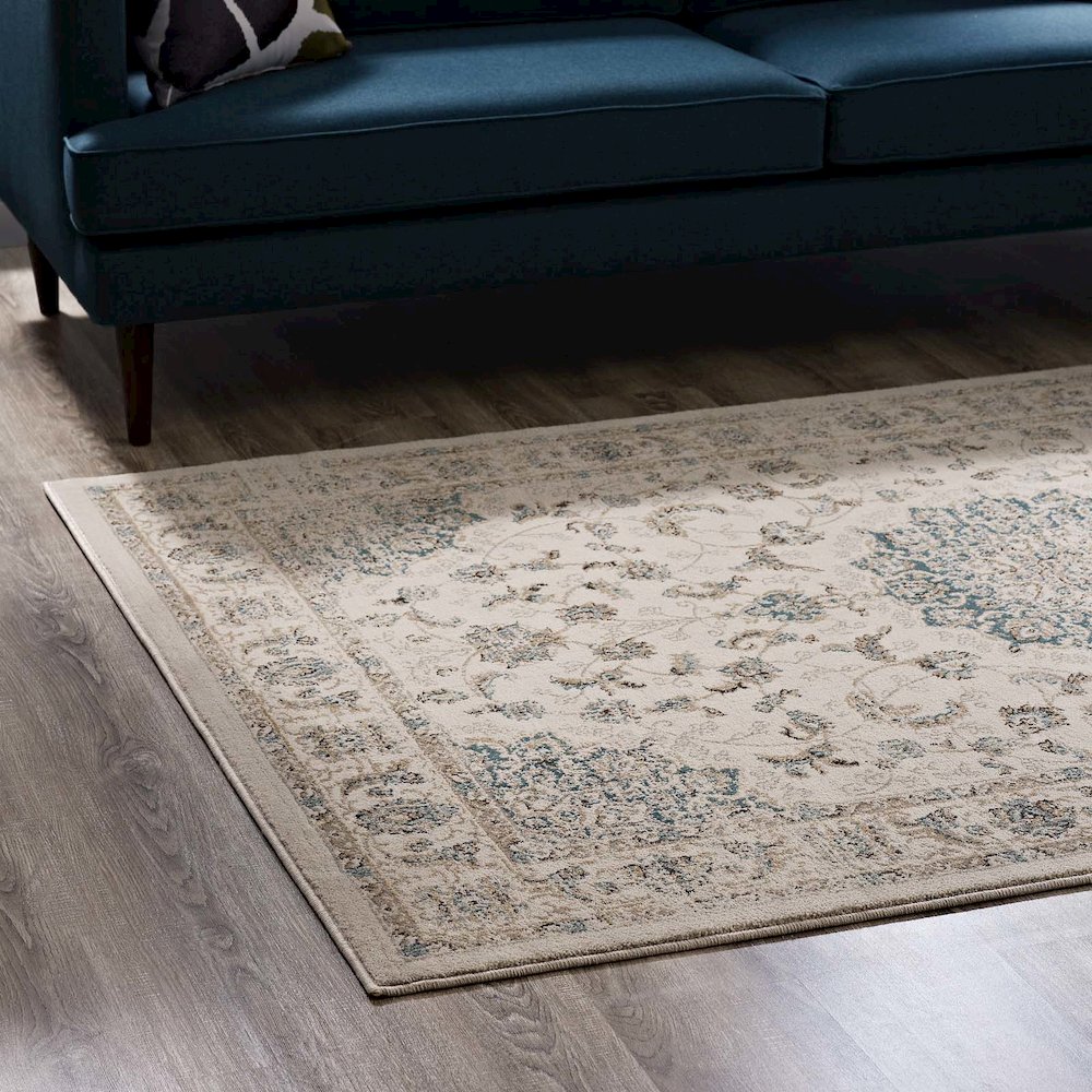 Atara Distressed Vintage Persian Medallion 5x8 Area Rug. Picture 7
